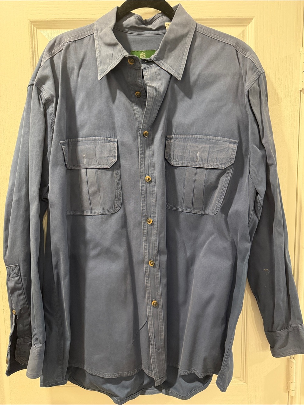 Schnee’s Men's Long-Sleeve Casual Button-Down Shirt in Dusty Blue XL